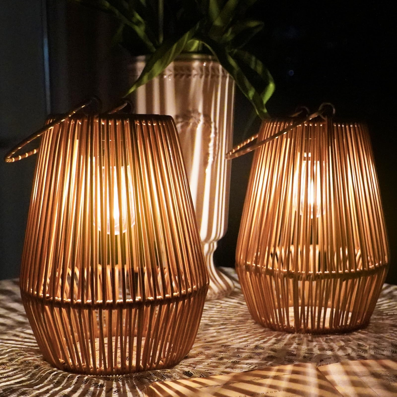Solar Lanterns, KagoLing Solar Lights Outdoor Waterproof Solar Lights for Outside Hanging Solar Lantern Solar Table Lamp Lights Decoration for Garden,Yard,Patio,Porch,Trees,Lawn,Pathway, 2 Pack