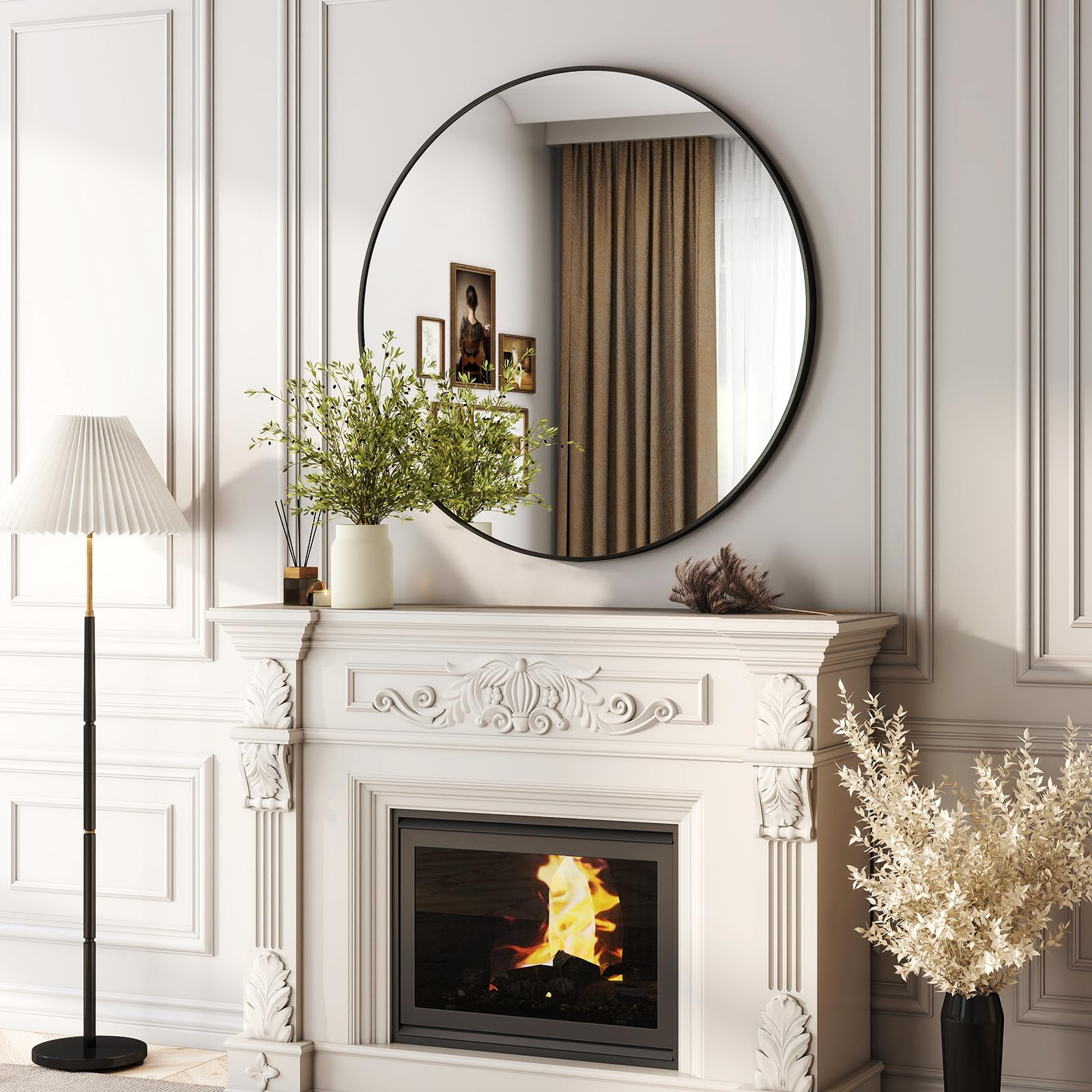 Bathroom Mirror - Black Wall Mounted Circle Mirror