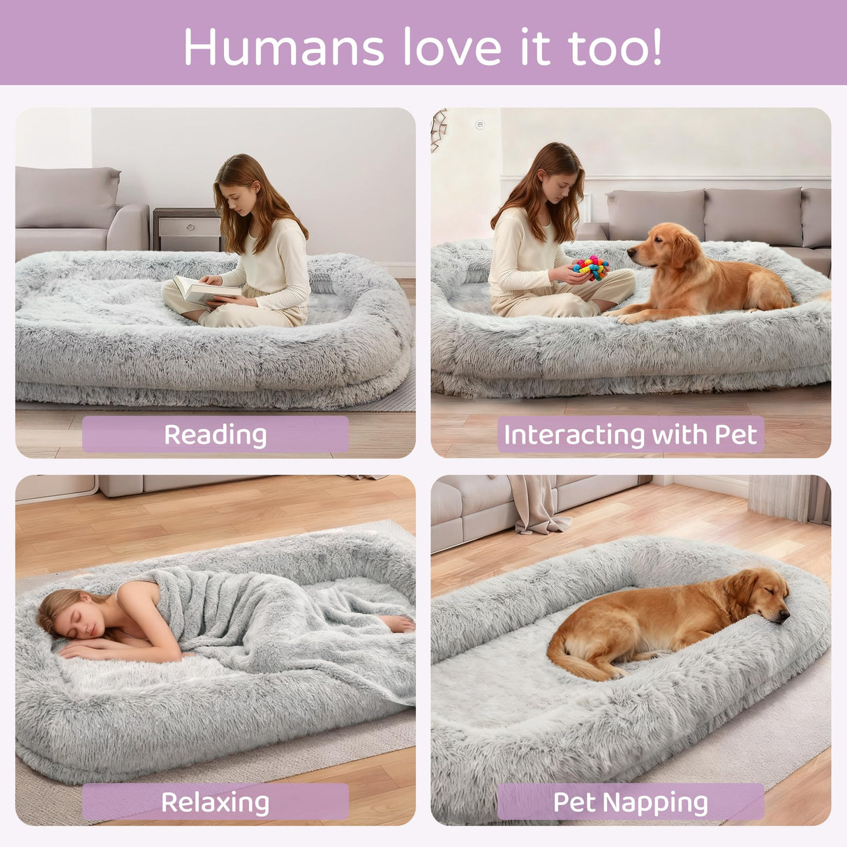 Human Dog Bed for Adults - Orthopedic Memory Foam, 76" Long