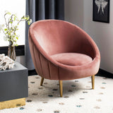 Couture Home Razia Retro Glam Dusty Rose Pink Velvet Channel Tufted Tub Chair