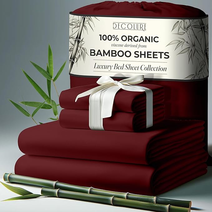 100% Organic Viscose Derived from Bamboo Sheets Queen Size 4pcs - Ultra Soft