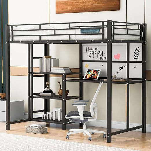 Twin Loft Bed with Stairs, Roof, Window and Full-Length Guardrail, House Loft Bed/Heavy