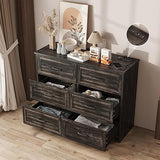 Dresser for Bedroom, 6 Drawer Wide Dresser Organizer with Charging Station