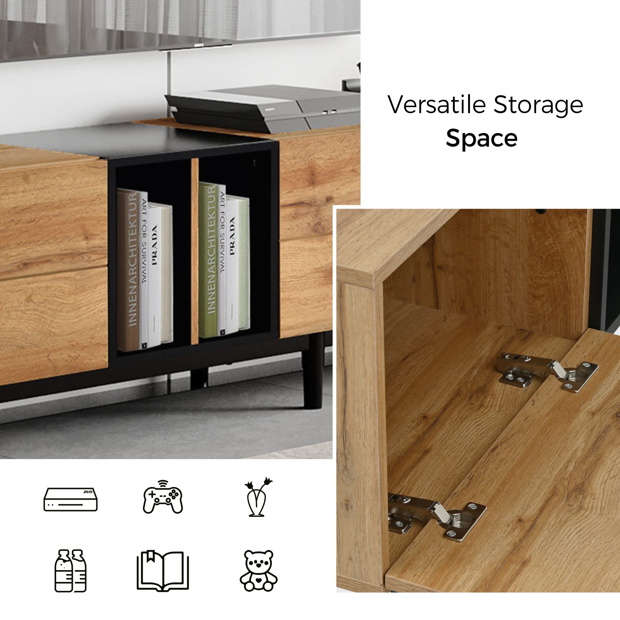 77-Inch Modern TV Stand with Storage Cabinets