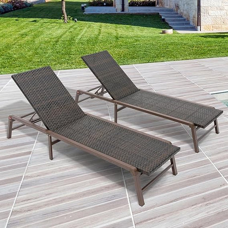 Outdoor Chaise Lounge Set of 2, Assemble-Free Aluminum Lounge Chairs