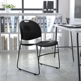 Black Ultra-Compact School Stack Chair - Office Guest Chair/Student Chair