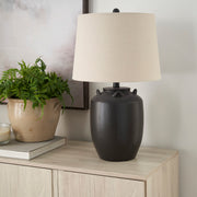24" Black Farmhouse Ceramic Jug Table Lamp