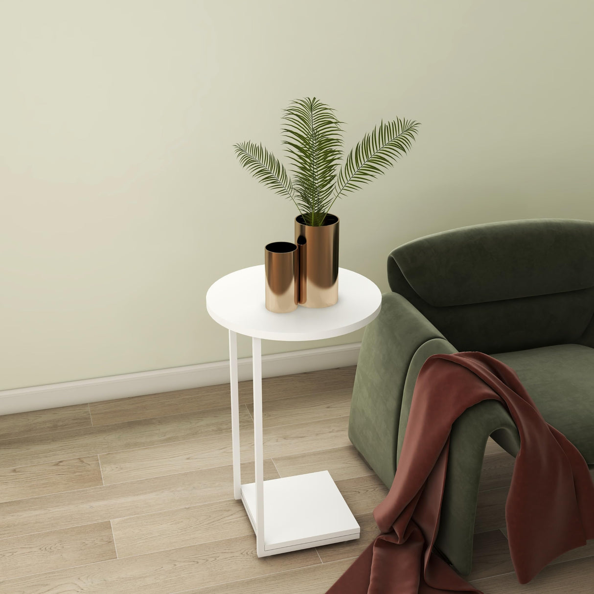 C Shaped End Table,Round C Table,Snack Side Table for Sofa and Bed