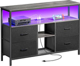 TV Stand Dresser with Power Outlets and LED Lights