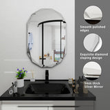 22x30 Inch Beveled Bathroom Mirror - Frameless Wall Mirror