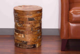 Stonehenge Artisan Accent Table in Solid Teak Wood, Natural