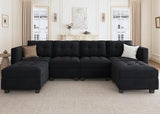 Modular Sectional Sofa with Storage Seat Convertible L Shaped Couch with Chaise Velvet 4 Seater Sofa