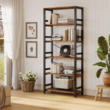 Bookshelf, 31.5in Wide Shelf 6 Tier Bookcase, 110lbs/shelf Vintage Industrial Style Bookshelves