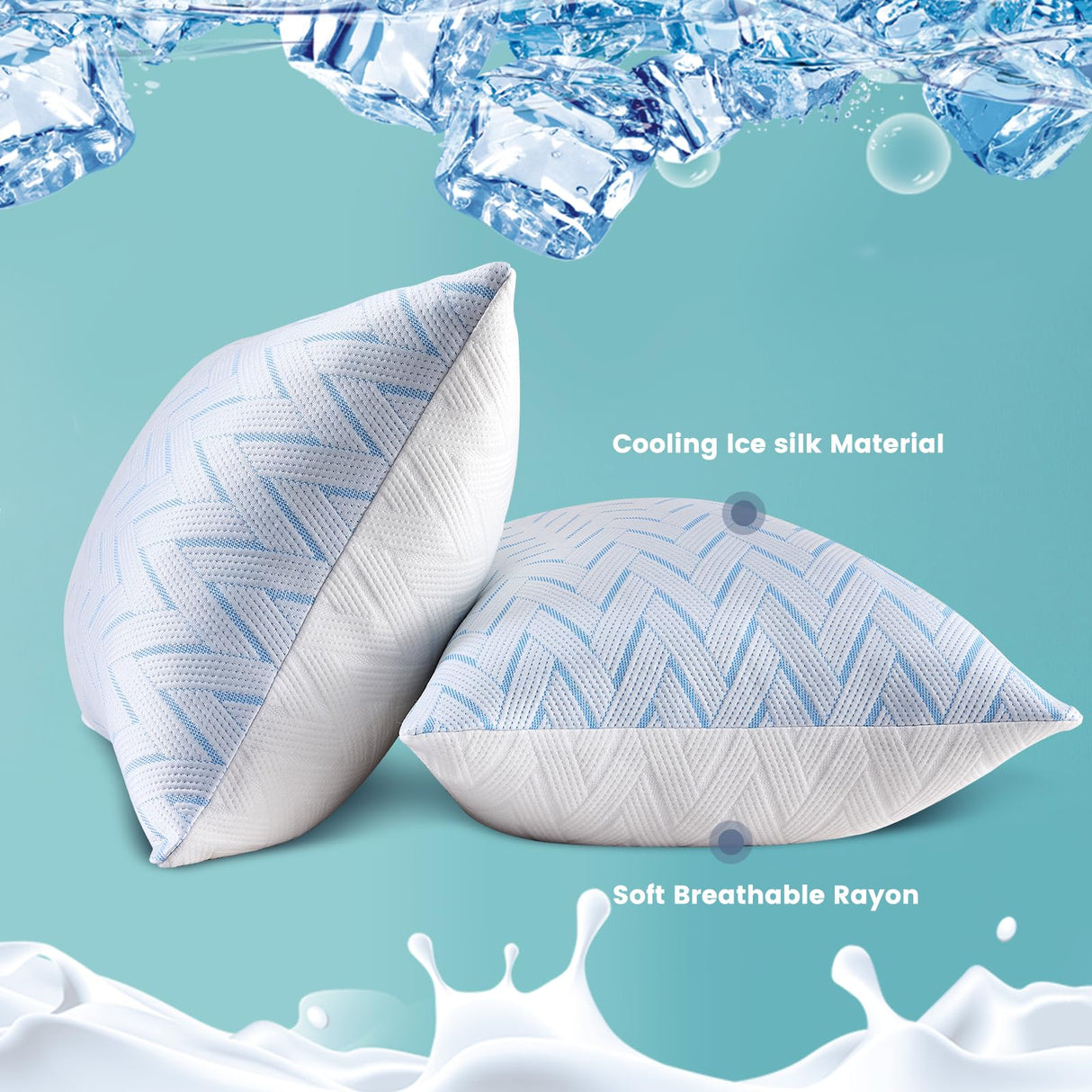 Cooling Memory Foam Pillows Standard Size Set of 2 Adjustable Medium Pillow