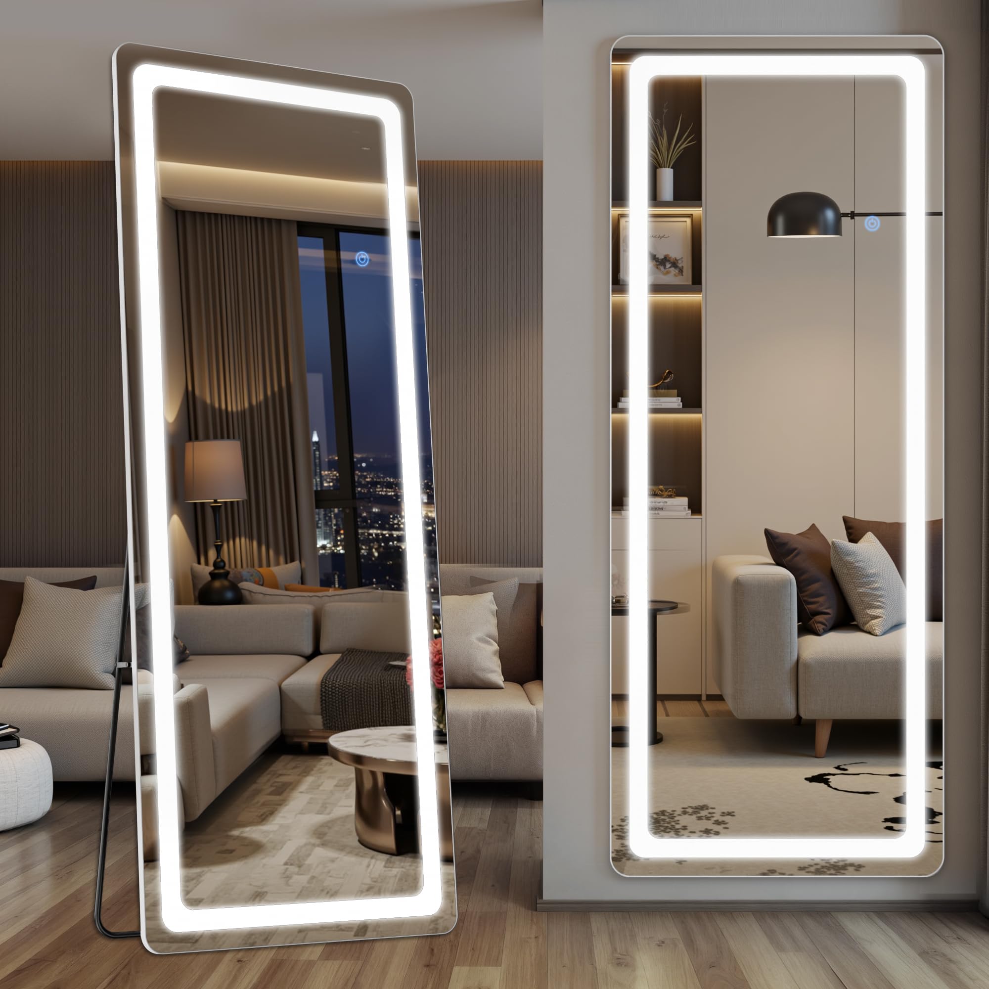 71" x 28" LED Full Length Mirror - Lighted Floor Standing & Wall Mount