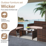 4 Pieces Outdoor Patio Furniture Sets Rattan Chair Patio Set