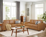 Mid-Century Modern 3-Seater Faux Leather Sofa with Deep Seats,Comfy Couch for Living