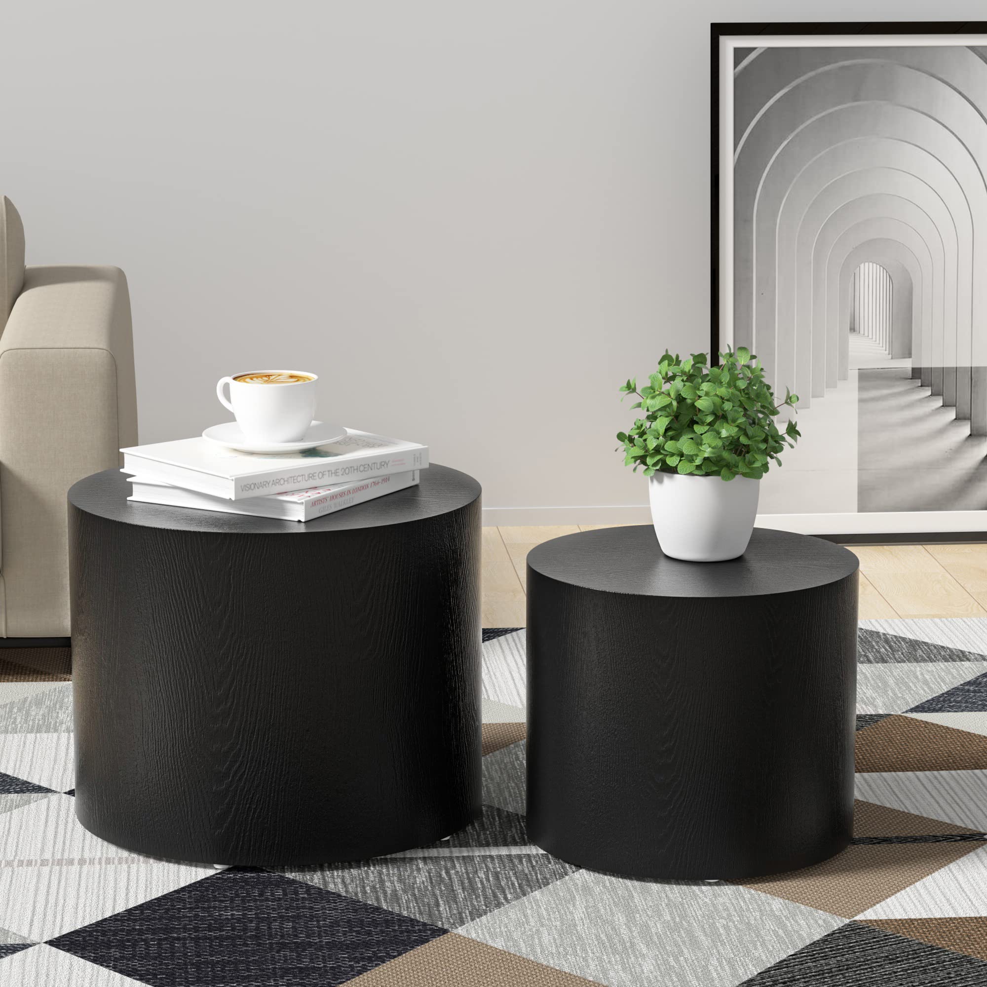 End Table Set of 2, Shape Nesting, for Multi Spaces, Bed Room, Living Room