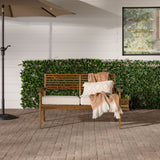 Modern Cushioned Solid Acacia Wood Loveseat