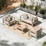 Aluminum Outdoor Patio Furniture Set with Coffee Table, 4 Piece Patio Conversation Sets
