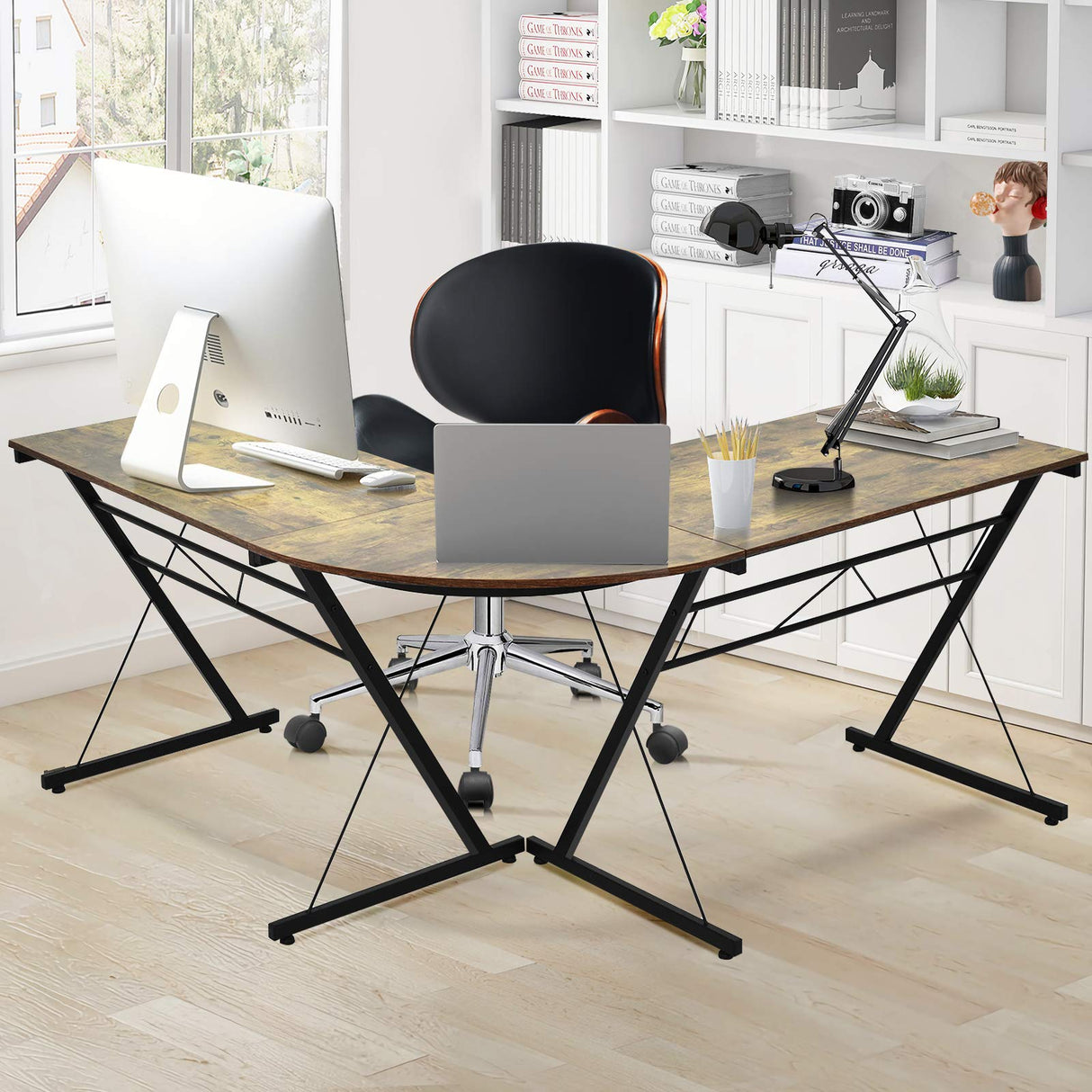 L-Shaped Desk Corner Computer Desk, Space-Saving & Multifunctional Home