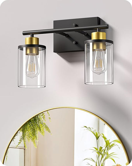 Bathroom Light Fixtures, 2-Light Gold Bathroom Vanity Light, Modern Wall Sconces