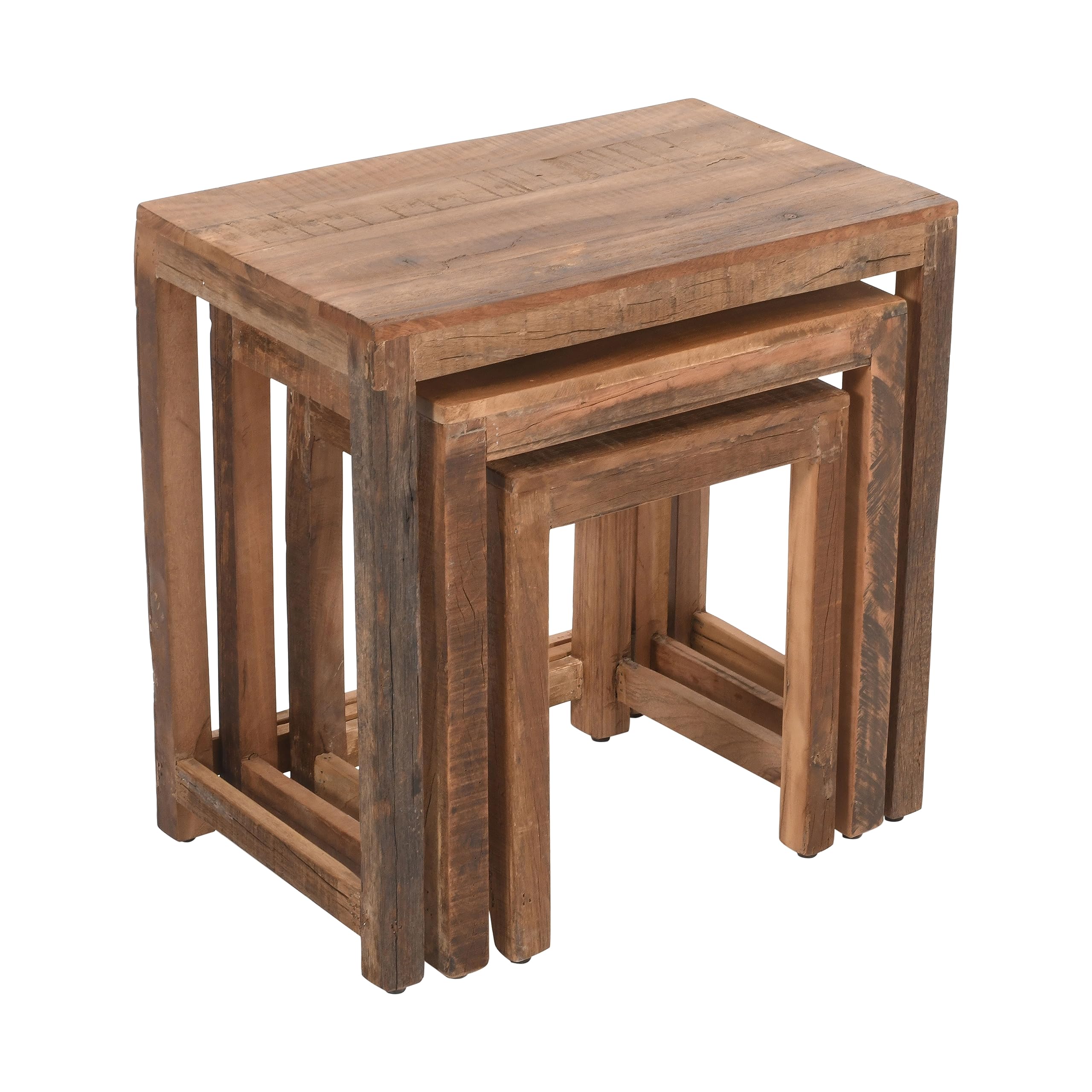 Reclamation Rustic Reclaimed Solid Wood Three-Piece Nesting Tables