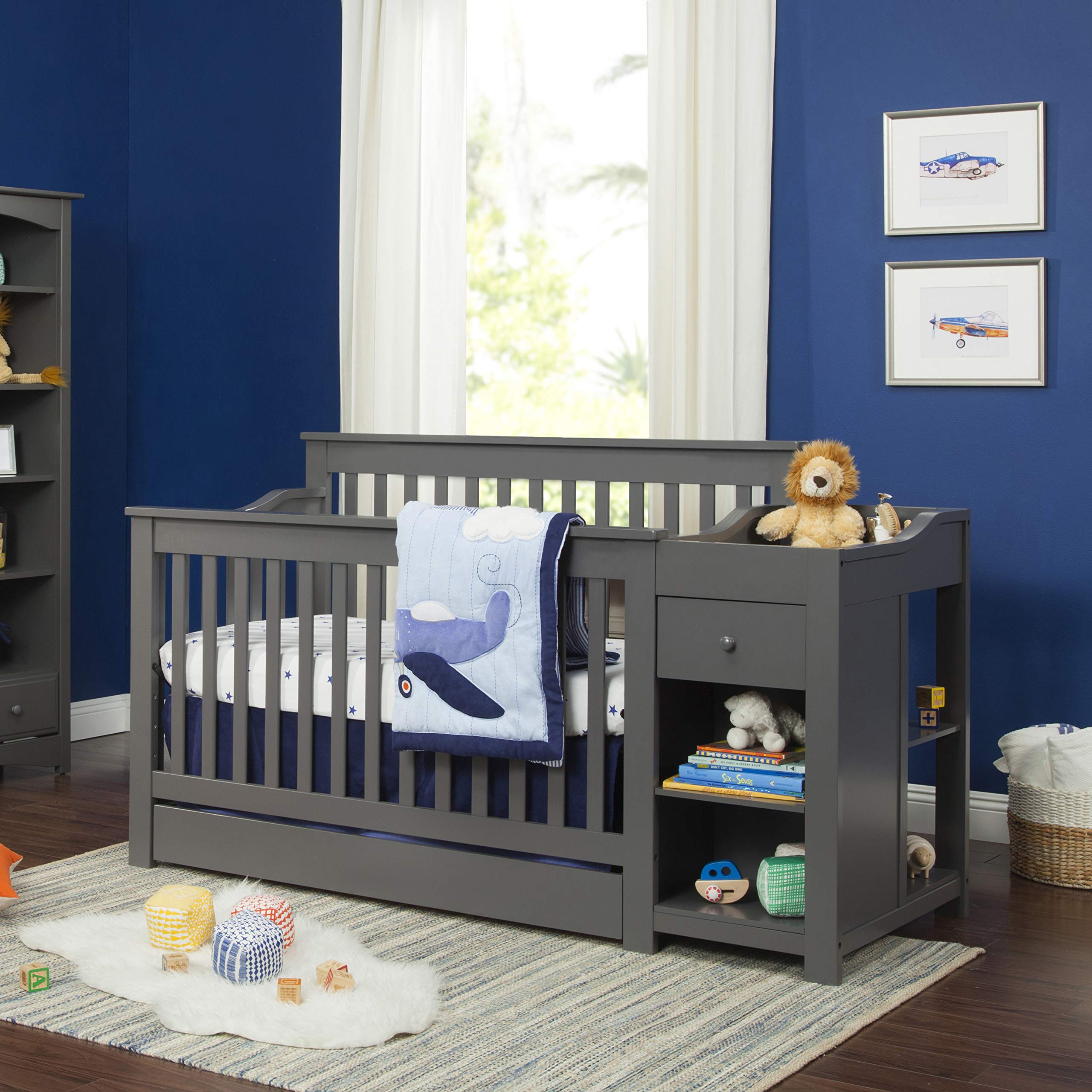 piedmont 4-in-1 Convertible Crib and Changer Combo in Slate