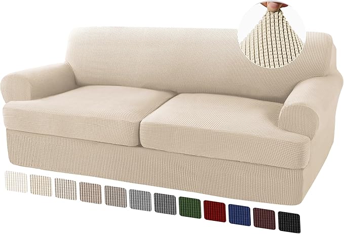 3 Piece T Cushion Loveseat Slipcovers Sofa Cover for 2 Cushion Couch Cover Washable