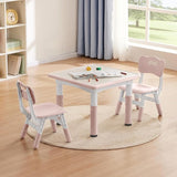 Table and Chairs Set, Height Adjustable Toddler Table and Chair Set for Kids Ages 3-8,