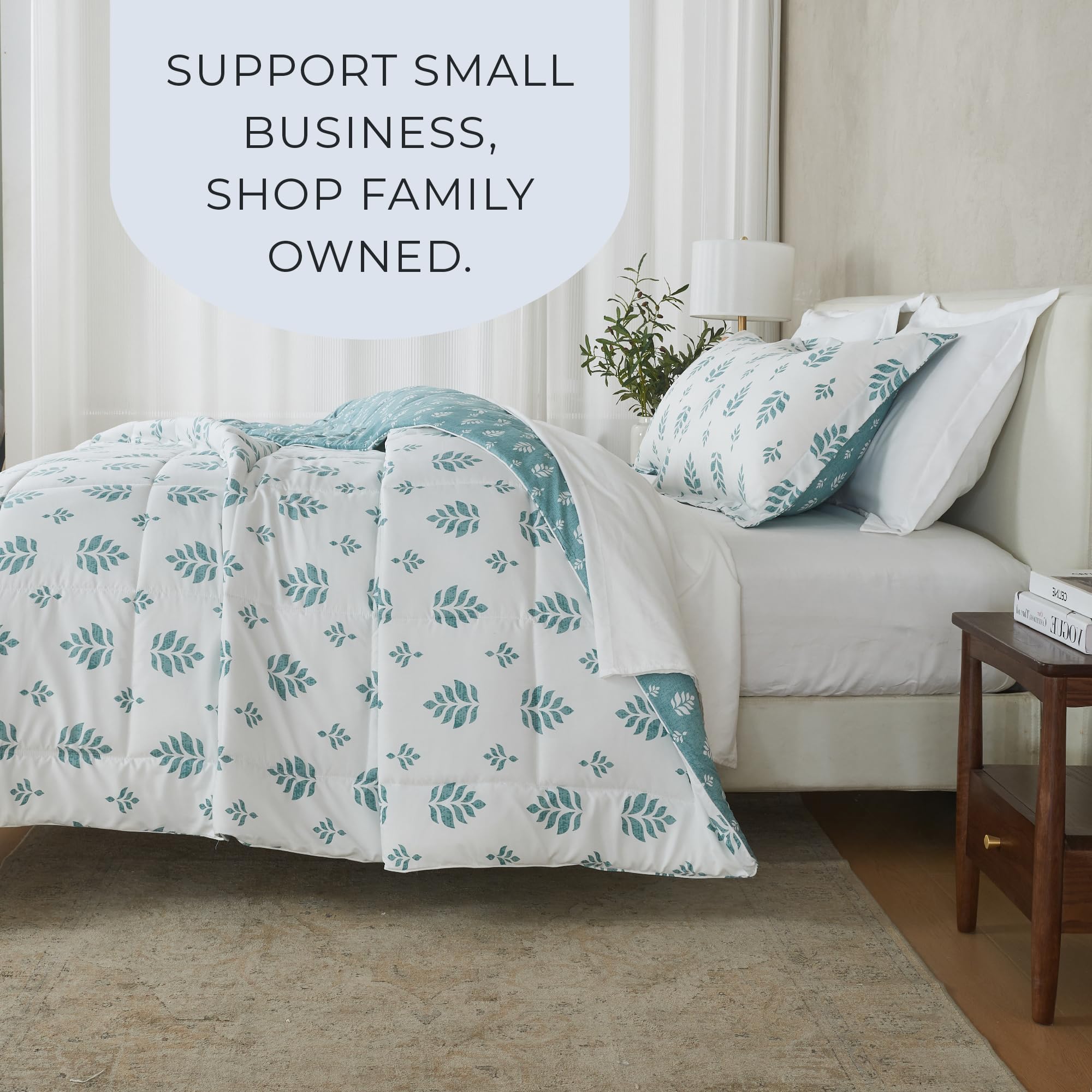 Twin Reversible Comforter Set | Down Alternative Sage Floral 2 Piece Comforter Sets