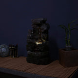 Towering Cave 14-Inch Indoor Tabletop Water Fountain - LED Light - Electric Submersible Pump with Adjustable Flow