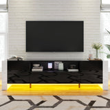 70" High Gloss TV Stand with Storage for Living Room, LED Entertainment Center for Bedroom