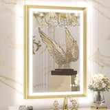 LED Bathroom Mirror with Lights Black Metal Framed 30x36 Frontlit & Backlit Vanity Mirror Baroque