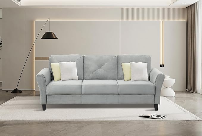 Designs 2-Seat Loveseat Couch, Modern Polyester Upholstered Sofa for Living Room, Office, Antique Black
