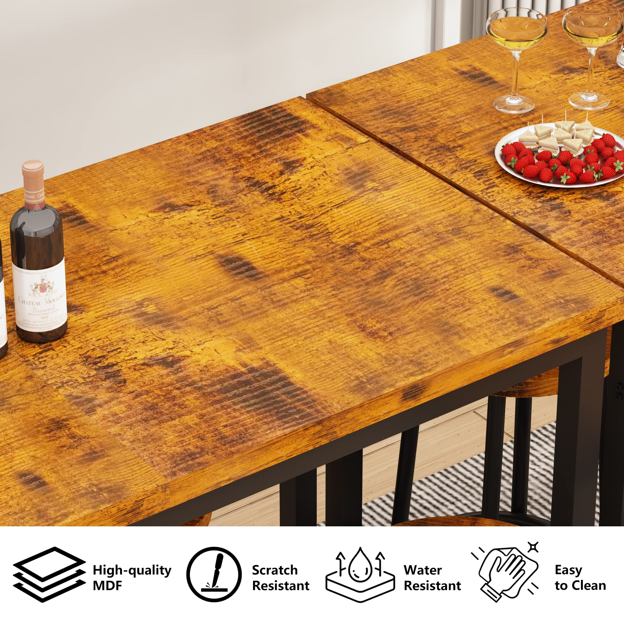 Bar Height Table and Chairs Bar Table with 4 Stools Industrial Counter Height Dining
