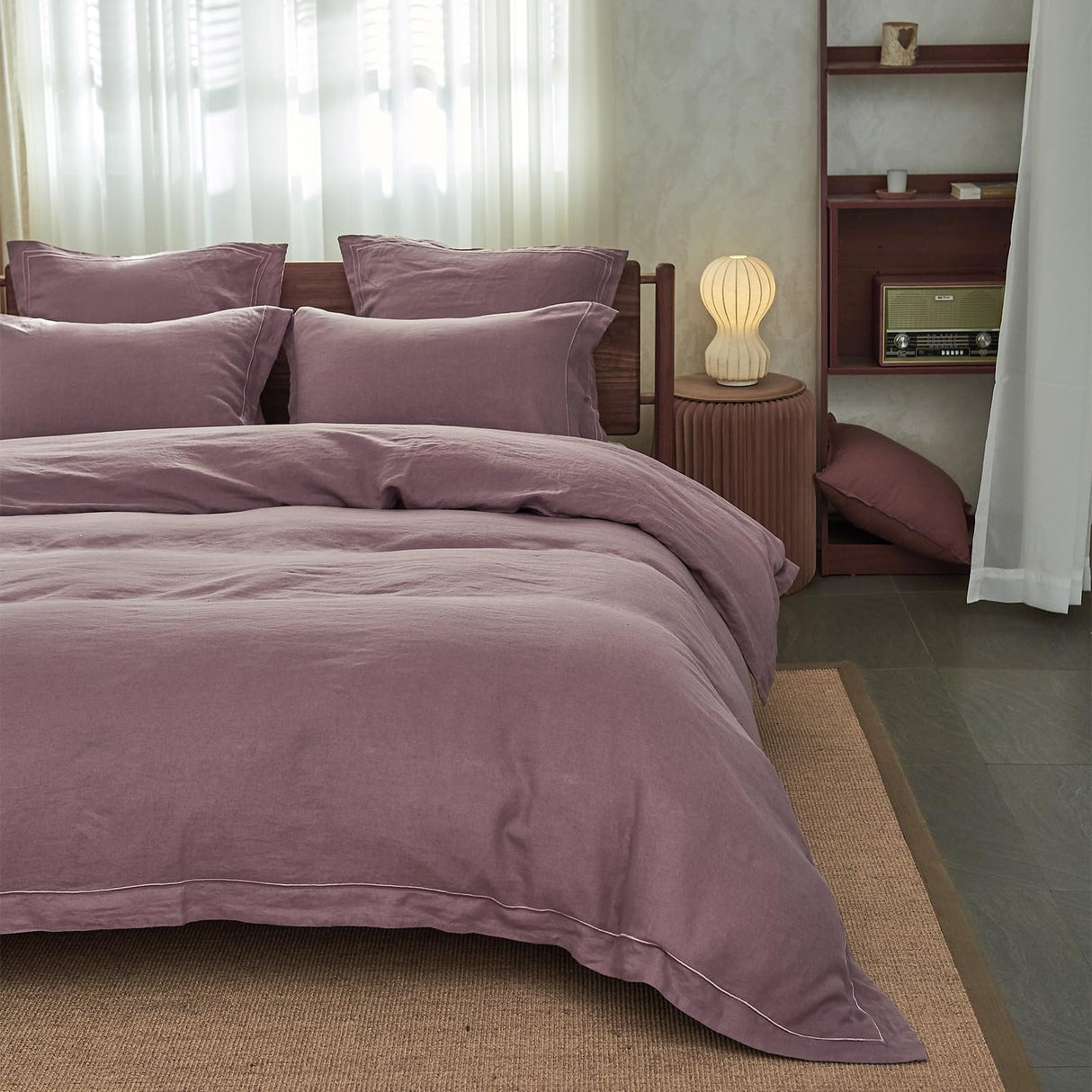 3 Pieces Soft Farmhouse Comforter Set with Button Closure,1 Duvet Cover