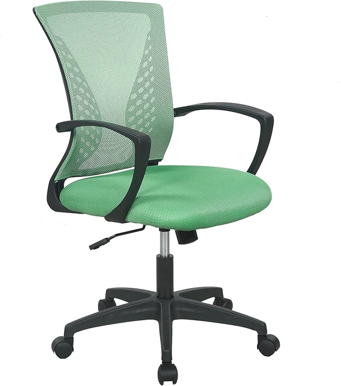 Office Chair Desk Chair Computer Chair Ergonomic Chair Adjustable Executive Mesh Mid Back with 360 Degree Swivel Wheels Lumbar Support Armrest (Black)