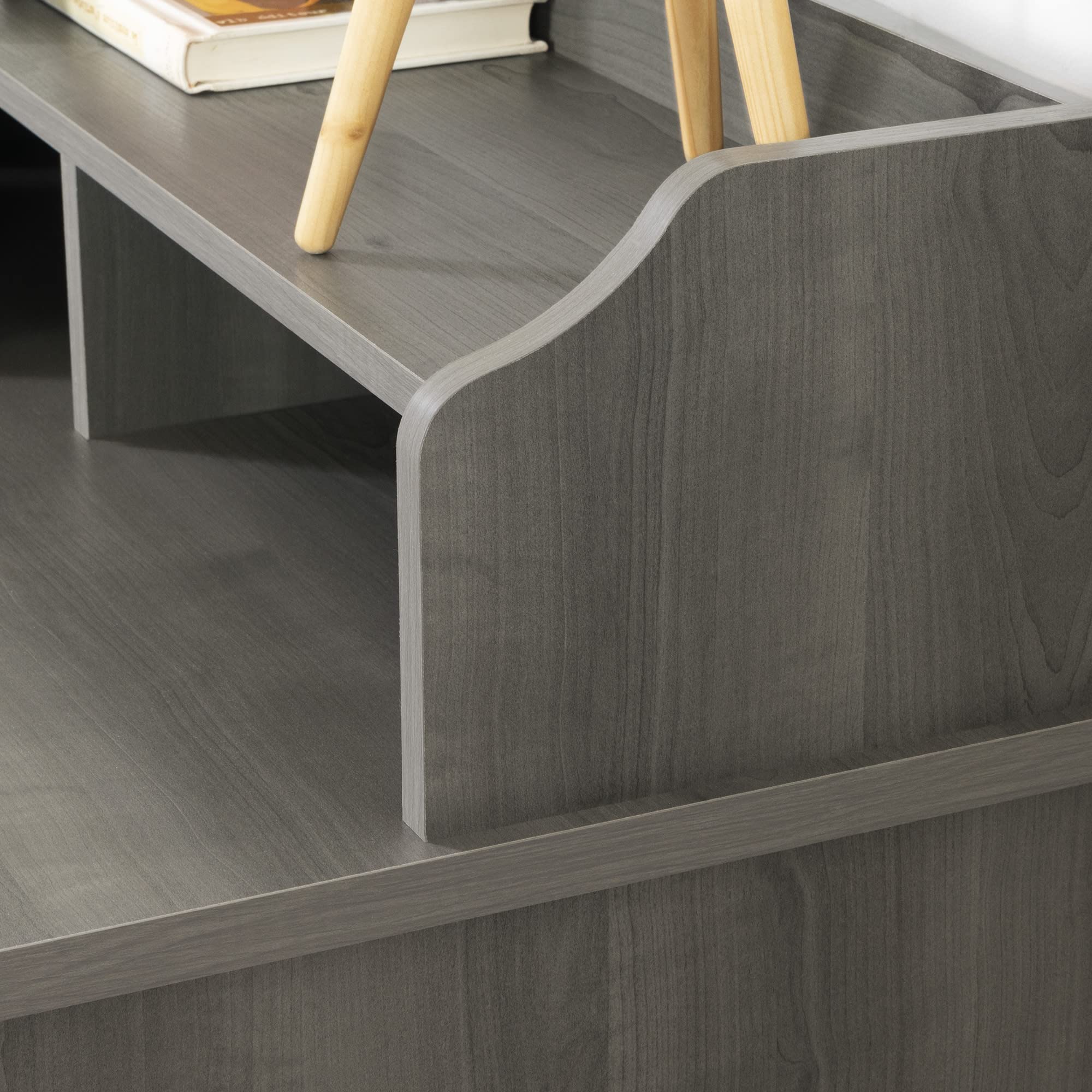 Versa L-Shaped Desk, Gray Maple