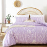 Queen Floral 3 PCS Bedding Sets Oatmeal Plant Flowers Printed on Fluffy Comforter