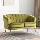 Modern Velvet Barrel Chair Accent Armchair with Golden Legs for Living Room Bedroom