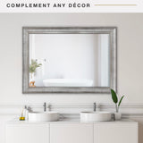 Wall Mount 24x36 Inch Sloped Mirror with Dental Molding Detail, 29.5x41.5 Inch Overall