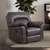 Faux Leather Upholstered Glider Recliner Chair with Pillow Top Arms for Living Room, Home Office, Bedroom, Dark Gray