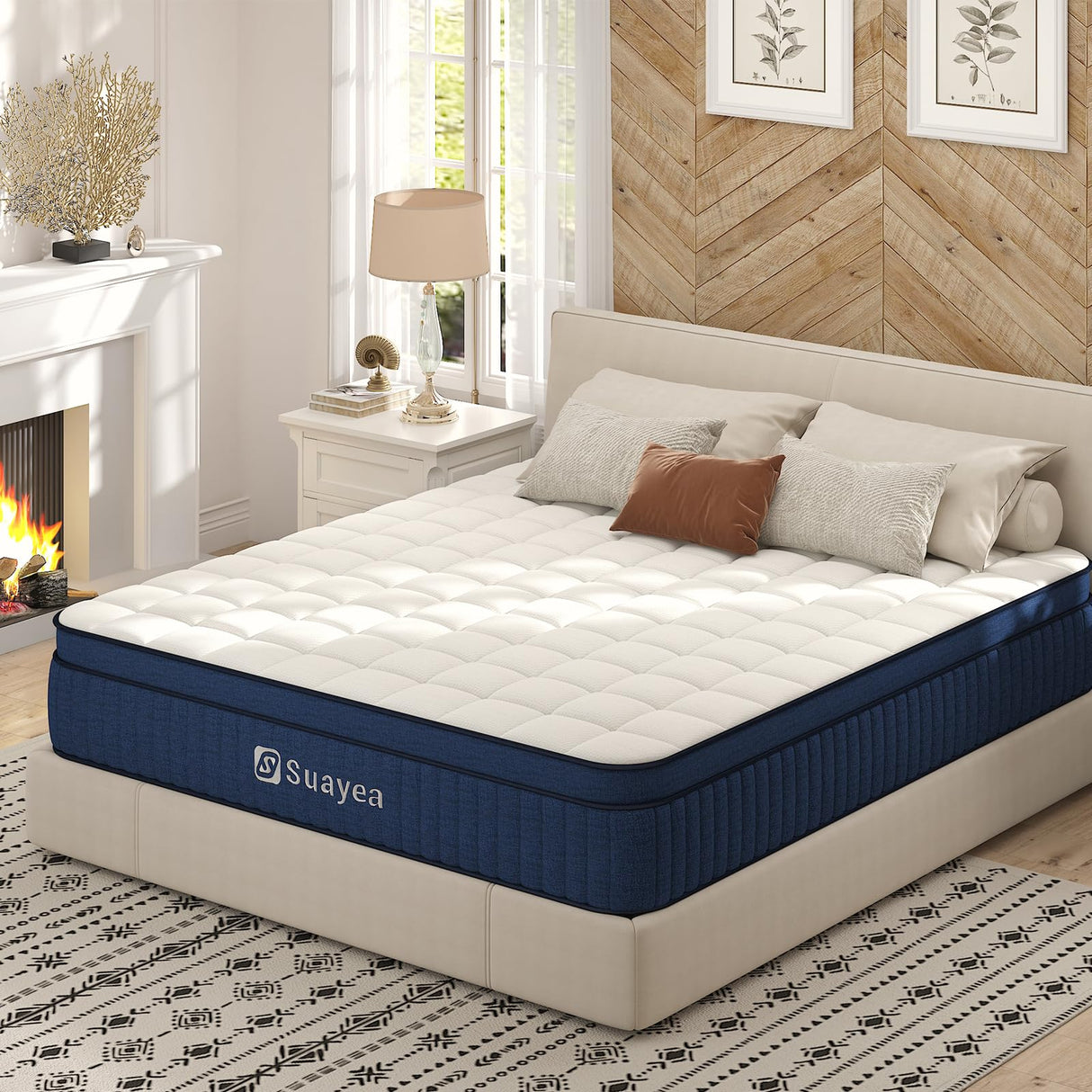 King Mattress 14 Inch, King Size Mattress in a Box, Strengthen Hybrid Mattress King Size