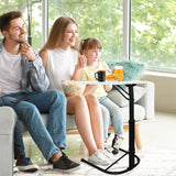 C Table with Wheels, Mobile Snack Side End Table Sofa Couch Bedside Laptop Rolling Cart TV