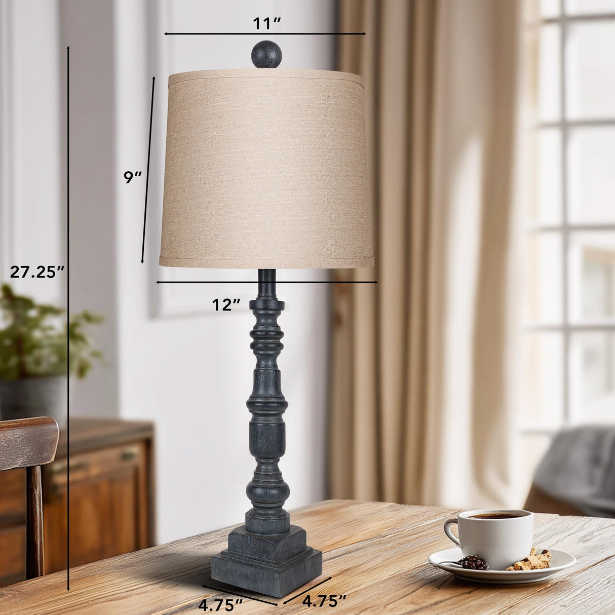 28" Rustic Table Lamps Set of 2 with USB Charging Ports