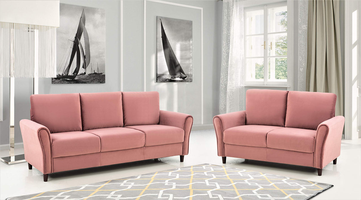 Celestia Mid Century Modern Upholstered Sloped Arms Living Room, Loveseat & Sofa