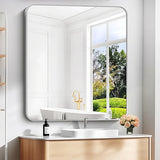 30x40 Inch Black Rectangle Bathroom Mirror with Metal Frame