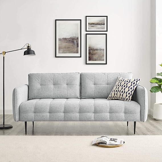 Cameron Tufted Performance Velvet Sofa in Sea Blue