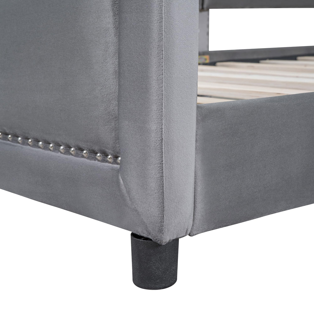 Twin Size Upholstered Bed with Belgrave Headboard, Low Platform Bed Frame